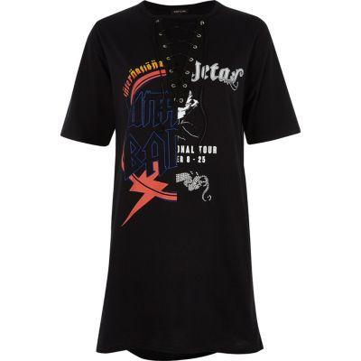 River Island Womens Band Print Oversized T-shirt