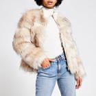 River Island Womens Faux Fur Zip Front Jacket