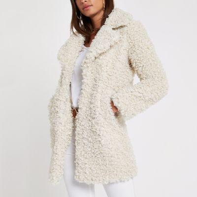 River Island Womens Shearling Fur Longline Jacket