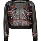 River Island Womens Mesh Floral Embroidered Top