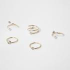 River Island Womens Gold Tone Pearl Twist Ring Pack