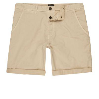 River Island Mens Sand Rolled Hem Chino Shorts