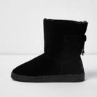 River Island Womens Suede Faux Fur Lined Bow Back Boots
