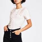 River Island Womens Diamante Mesh Ruffle T-shirt