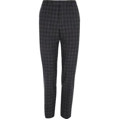 River Island Mens Shadow Check Skinny Fit Suit Trousers
