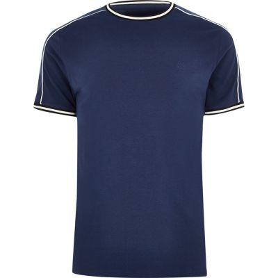 River Island Mens Crew Neck Piped T-shirt