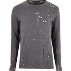 River Island Mensdark Laddered Slim Fit Sweater