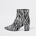 River Island Womens Zebra Print Pointed Block Heel Boots