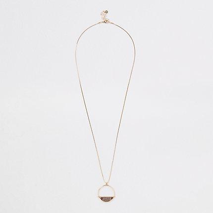 River Island Womens Gold Tone Snake Chain Long Pendant Necklace