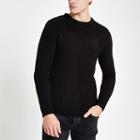 River Island Mens Muscle Fit Rib Crew Neck Sweater