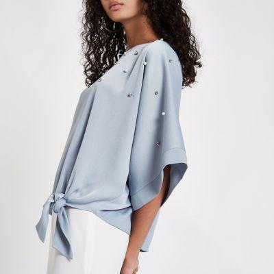 River Island Womens Pearl Embellished Kimono Sleeve Top