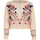 River Island Womens Floral Embroidered Batwing Top