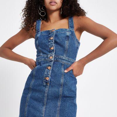 River Island Womens Fitted Button Through Denim Dress