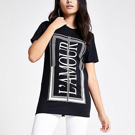 River Island Womens 'l'amour' Diamante Trim T-shirt