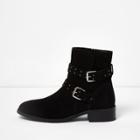 River Island Womens Suede Studded Buckle Ankle Boots