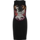 River Island Womens Rose Print Lace Detail Bodycon Dress
