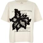 River Island Womens Printed Floral Applique Boxy T-shirt