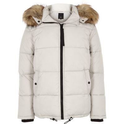 River Island Mens Detachable Fur Hood Puffer Coat