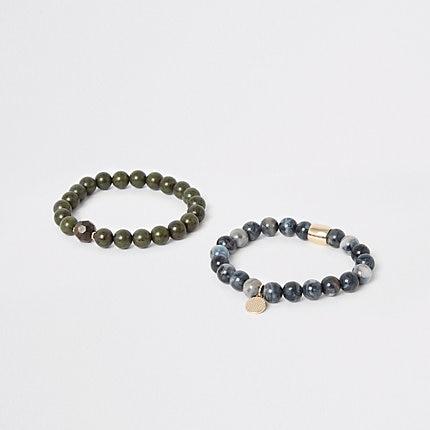 River Island Mens And Blue Bead Bracelet Pack