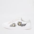 River Island Mens White Feather Print Low Top Cupsole Sneakers