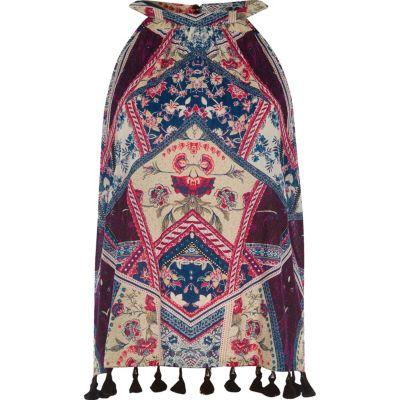 River Island Womens Scarf Print High Neck Sleeveless Top