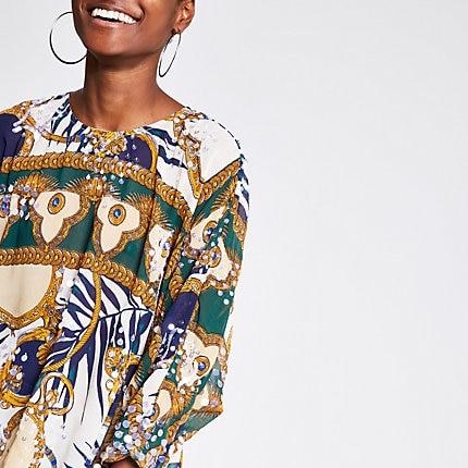 River Island Womens Print Embellished Cape Top