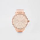 River Island Womens Rose Gold Tone Chain Link Strap Watch