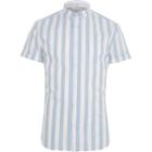 River Island Mens Stripe Muscle Fit Short Sleeve Shirt