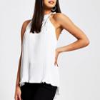 River Island Womens White Plisse Halter Neck Top
