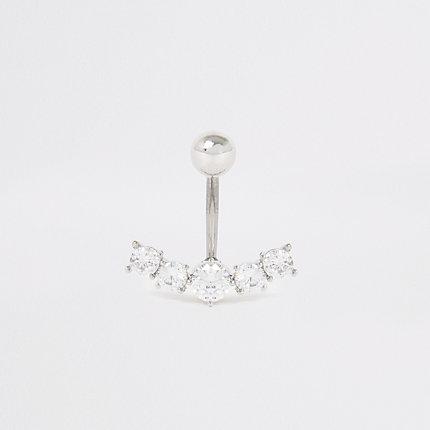 River Island Womens Silver Rhinestone Belly Bar