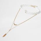 River Island Womens White Laser Cut Tassel Drape Necklace