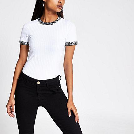River Island Womens Petite White Tipped T-shirt