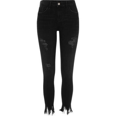 River Island Womens Frayed Amelie Super Skinny Jeans