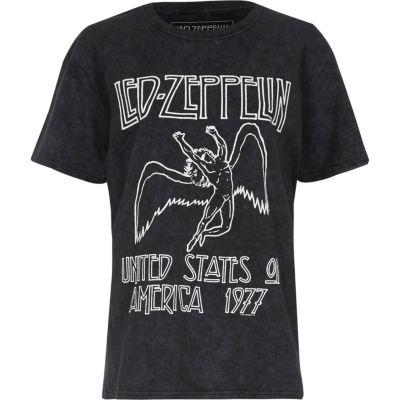 River Island Womens Acid Wash Led Zeppelin Band T-shirt