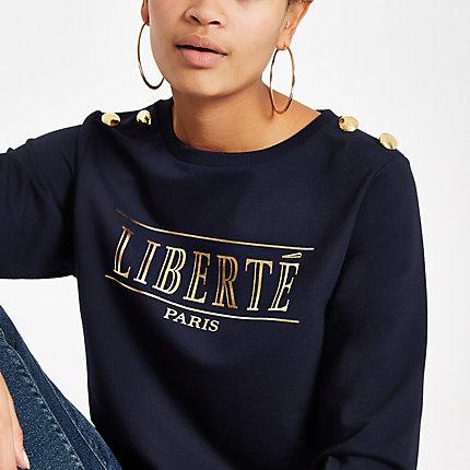 River Island Womens 'liberte' Button Detail Sweatshirt
