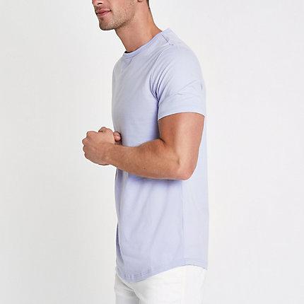 River Island Mens Muscle Fit Longline Curved Hem T-shirt