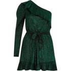 River Island Womens Glitter One Shoulder Frill Playsuit