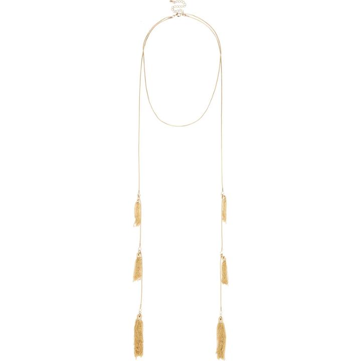 River Island Womens Gold Tone Long Wrap Tassel Necklace