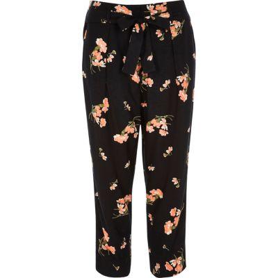 River Island Womens Floral Print Tapered Cropped Pants