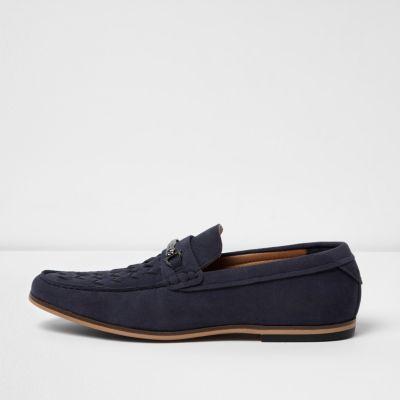 River Island Mensnavy Faux Suede Snaffle Loafers