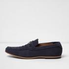 River Island Mensnavy Faux Suede Snaffle Loafers