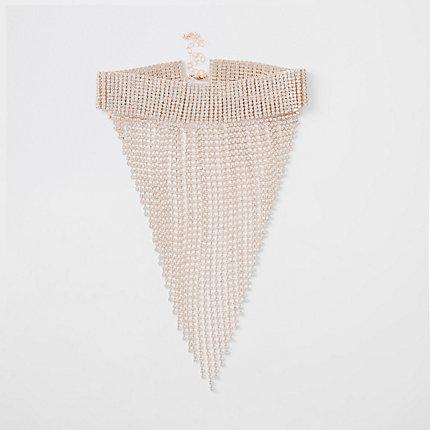 River Island Womens Rose Gold Drop Diamante Necklace