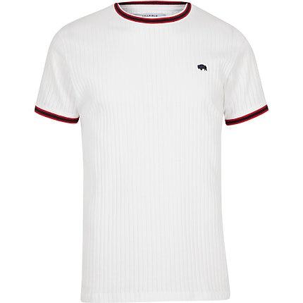 Mens Bellfield White Ribbed T-shirt