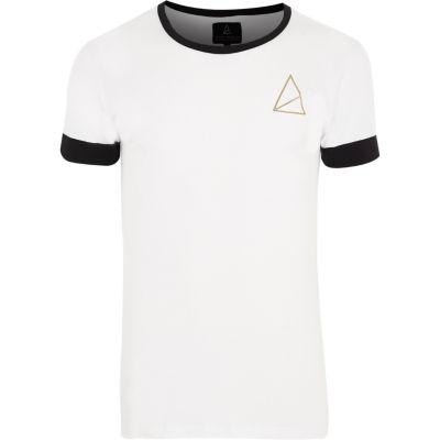 River Island Mens Golden Equation Ringer T-shirt