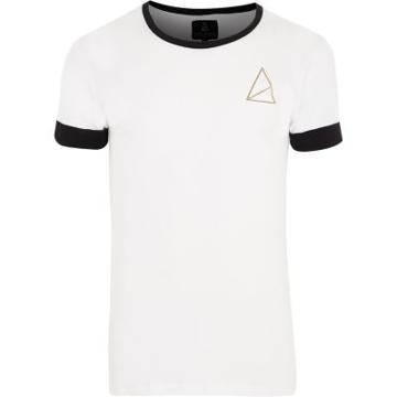 River Island Mens Golden Equation Ringer T-shirt