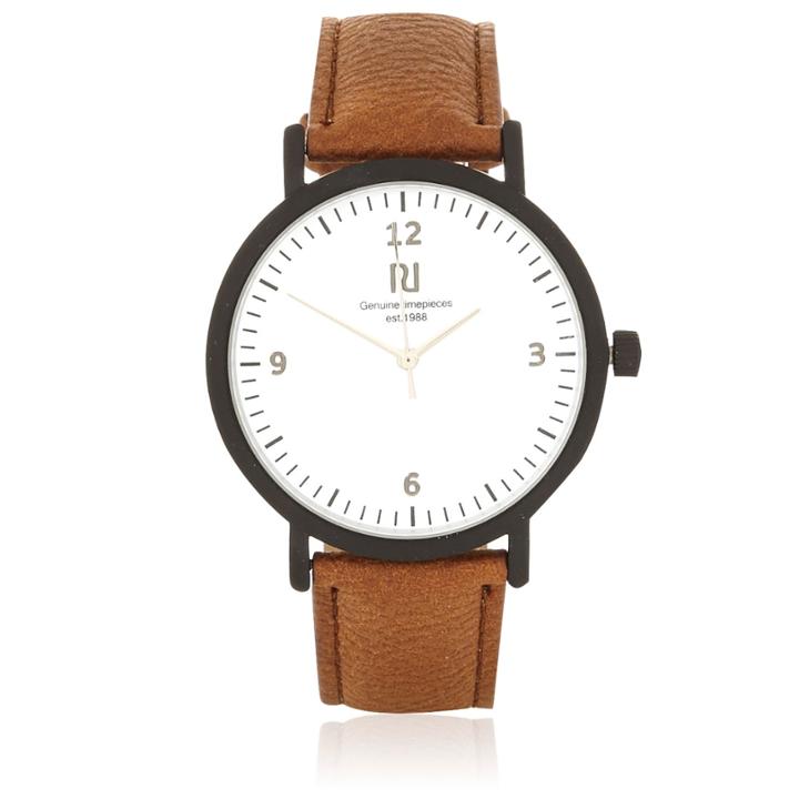 River Island Mensbrown Minimal Face Watch