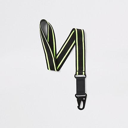 River Island Mens Neon Stripe Clip Lanyard