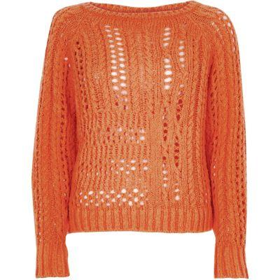 River Island Womens Open Knit Wide Sleeve Jumper