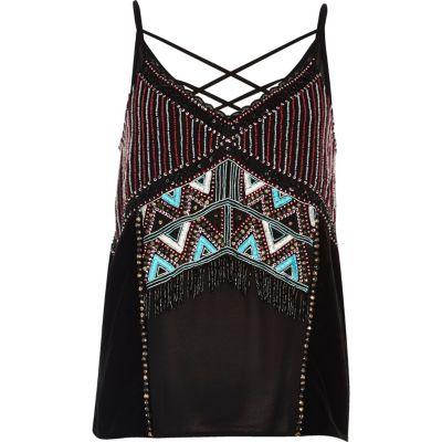 River Island Womens Velvet Embellished Cami Top