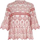 River Island Womens Embroidered Long Sleeve Smock Top